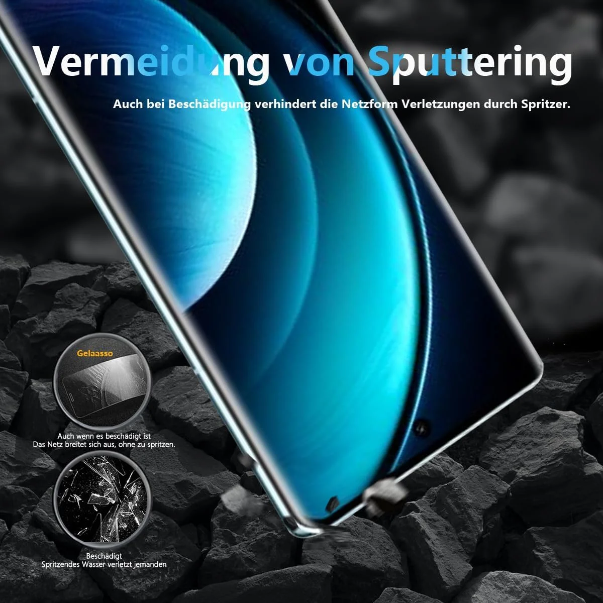 محافظ صفحه نمایش شیشه ای حرارت دیده Gelaasso برای ویوو X100 Pro، 2 عدد فیلم محافظ صفحه نمایش به همراه 2 عدد محافظ دوربین پشتی، سختی 9H – HD Ultra Clear