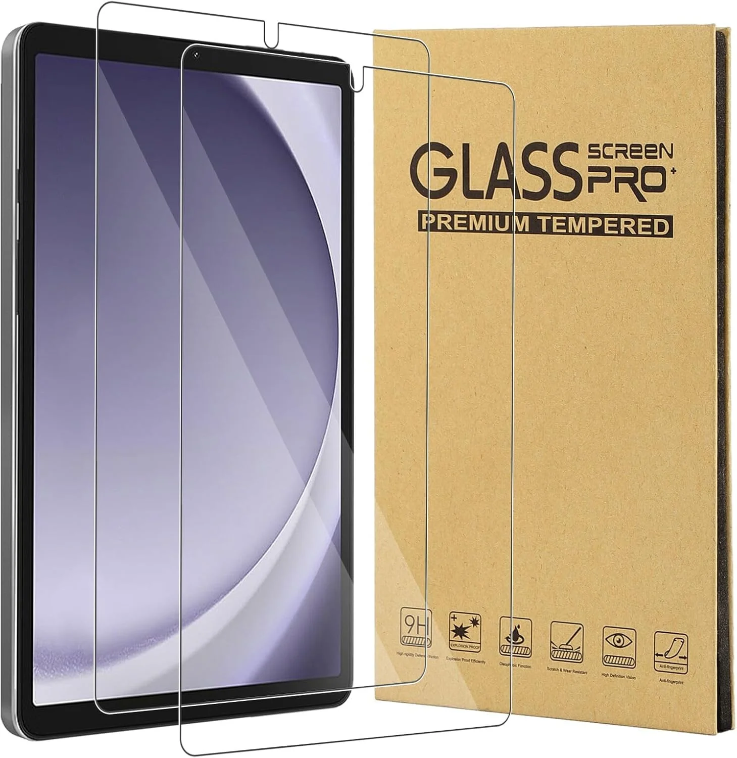 محافظ صفحه نمایش CONAPIKA برای تبلت سامسونگ گلکسی تب A9، بسته 2 عددی، سختی 9H، ضد خش، ضد حباب، محافظ صفحه نمایش شیشه ای حرارت دیده، لبه 2.5D، شفافیت HD، حساسیت بالا، ضد اثر انگشت