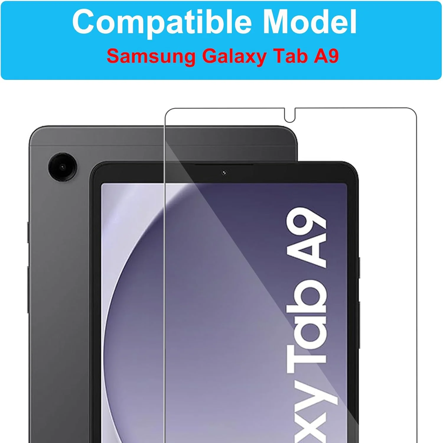 محافظ صفحه نمایش CONAPIKA برای تبلت سامسونگ گلکسی تب A9، بسته 2 عددی، سختی 9H، ضد خش، ضد حباب، محافظ صفحه نمایش شیشه ای حرارت دیده، لبه 2.5D، شفافیت HD، حساسیت بالا، ضد اثر انگشت