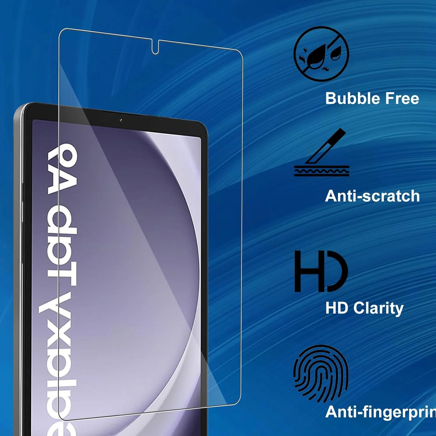 محافظ صفحه نمایش CONAPIKA برای تبلت سامسونگ گلکسی تب A9، بسته 2 عددی، سختی 9H، ضد خش، ضد حباب، محافظ صفحه نمایش شیشه ای حرارت دیده، لبه 2.5D، شفافیت HD، حساسیت بالا، ضد اثر انگشت