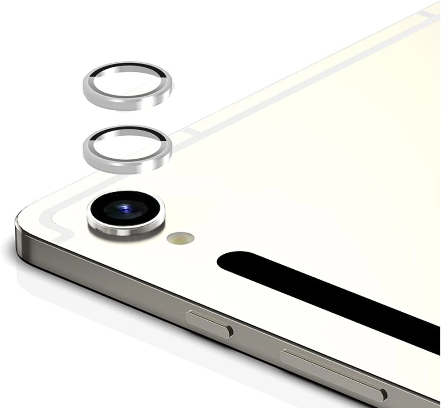 محافظ لنز دوربین Zeking برای Samsung Galaxy Tab S9 FE/ Tab S9/Tab S10 SM-X710، شیشه حرارت دیده 9H فوق العاده نازک مقاوم در برابر خراش با وضوح HD با لبه آلومینیومی، پوشش لنز فلزی جداگانه (2 عدد)