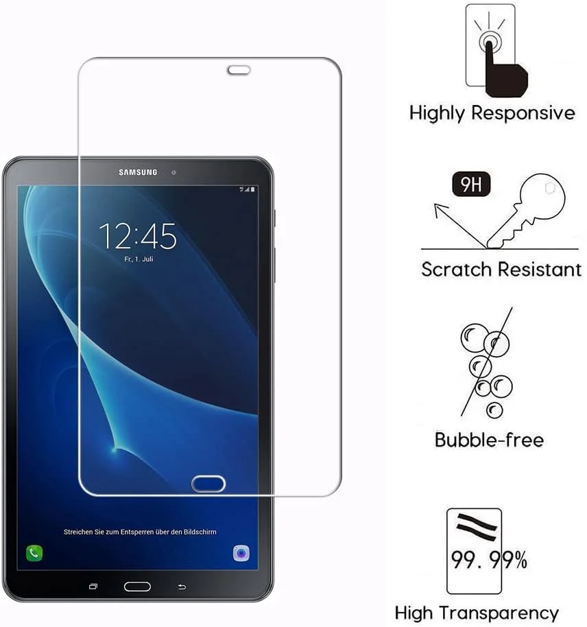 محافظ صفحه نمایش WEOFUN برای تبلت سامسونگ گلکسی تب A 10.1 2016، محافظ صفحه نمایش فوق شفاف برای سامسونگ گلکسی تب A 10.1 T580 / T585C [سختی 9H، شفافیت 99%]