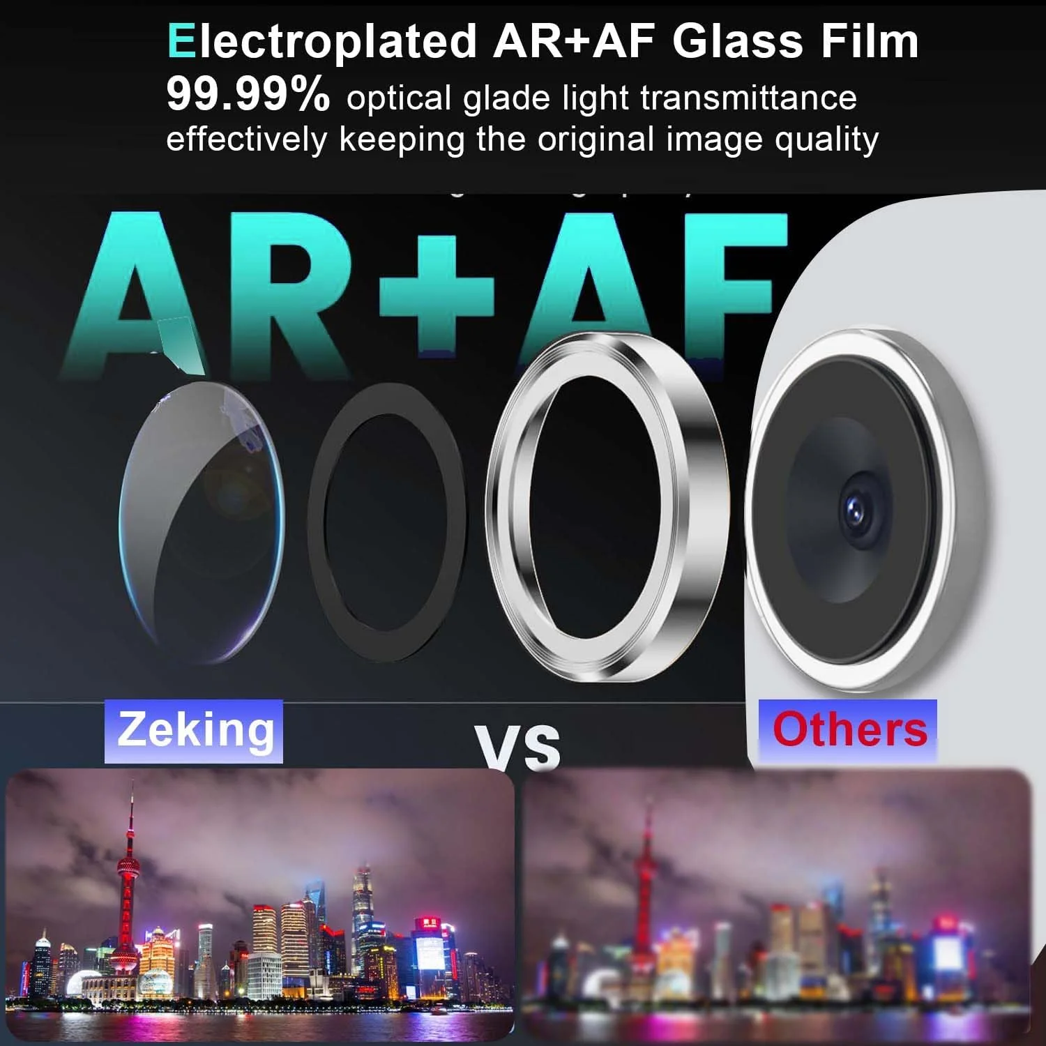 محافظ لنز دوربین Zeking برای Samsung Galaxy Tab S9 FE/ Tab S9/Tab S10 SM-X710، شیشه حرارت دیده 9H فوق العاده نازک مقاوم در برابر خراش با وضوح HD با لبه آلومینیومی، پوشش لنز فلزی جداگانه (2 عدد)