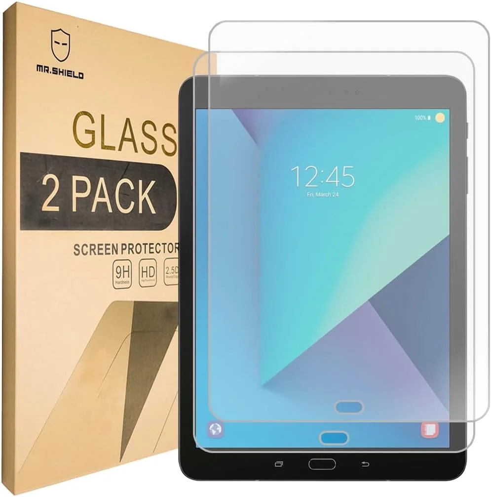 [بسته 2 عددی] محافظ صفحه نمایش شیشه ای حرارت دیده Mr Shield برای Samsung Galaxy Tab S3 9.7 [ضخامت 0.3 میلی متر، سختی 9H، لبه گرد 2.5D]