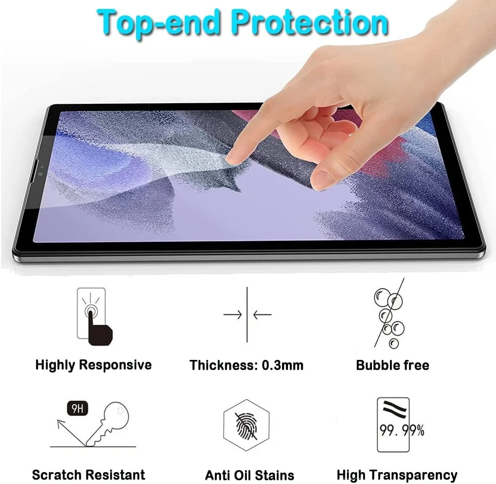 محافظ صفحه نمایش MadeRy [بسته 2 عددی] برای تبلت سامسونگ گلکسی تب A7 Lite 8.7 اینچ 2021 (SM-T220/SM-T225/SM-T227)، فیلم شیشه ای حرارت دیده با وضوح بالا مناسب برای گلکسی تب A7 Lite 8.7 اینچ (2021)
