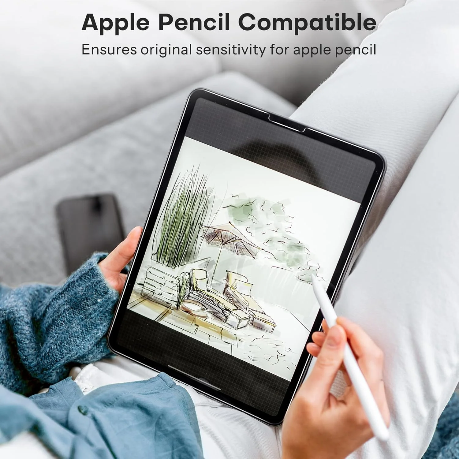 OMOTON محافظ صفحه نمایش سازگار با آیپد پرو 11 [سازگار با Face ID و Apple Pencil] - شیشه حرارت دیده / کیفیت بالا / سختی 9H (2 عدد)
