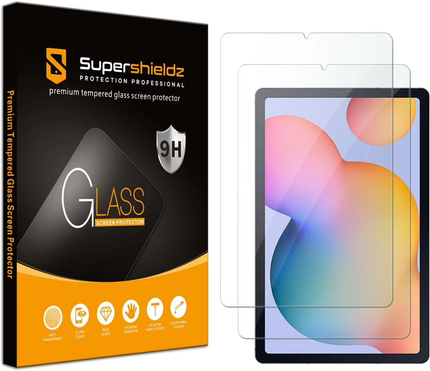 محافظ صفحه نمایش سوپرشیلدز (2 عددی) برای تبلت سامسونگ گلکسی تب S6 لایت 10.4 اینچ، (شیشه حرارت دیده) ضد خش، بدون حباب