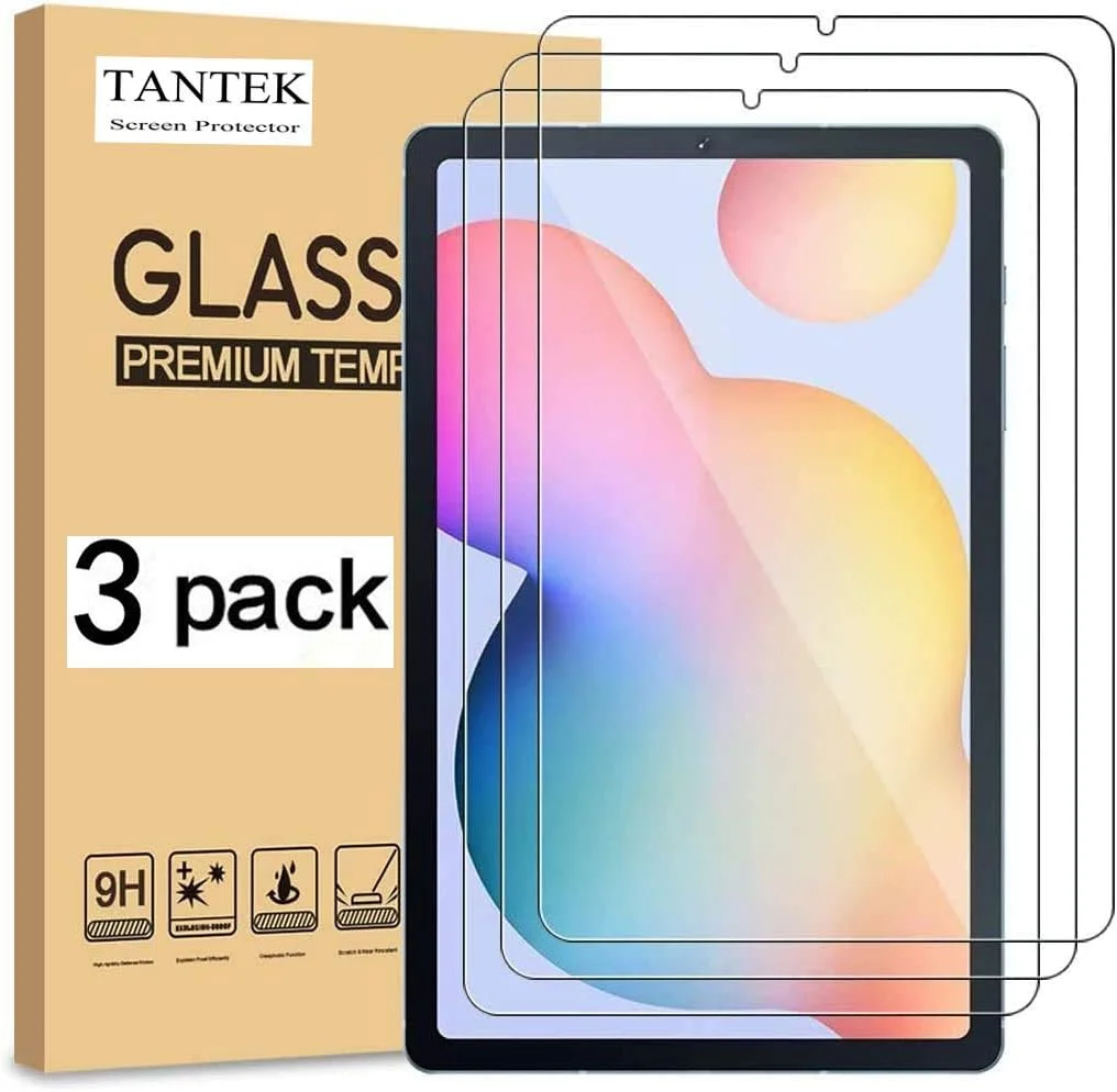 محافظ صفحه نمایش تانتک [بسته 3 عددی] برای تبلت سامسونگ گلکسی تب S6 لایت (-P610/P615، 2020) 10.4 اینچ، فیلم شیشه ای حرارت دیده، فوق العاده شفاف، ضد خش، بدون حباب، سازگار با قلم S