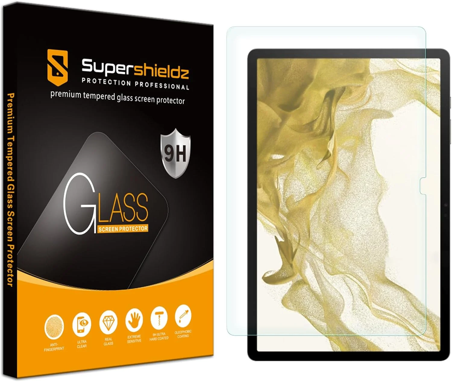 محافظ صفحه نمایش شیشه ای حرارت دیده Supershieldz، طراحی شده برای تبلت سامسونگ گلکسی تب S10 پلاس / S9 پلاس (12.4 اینچ) / تب S9 FE پلاس (12.4 اینچ)، ضد خش و بدون حباب