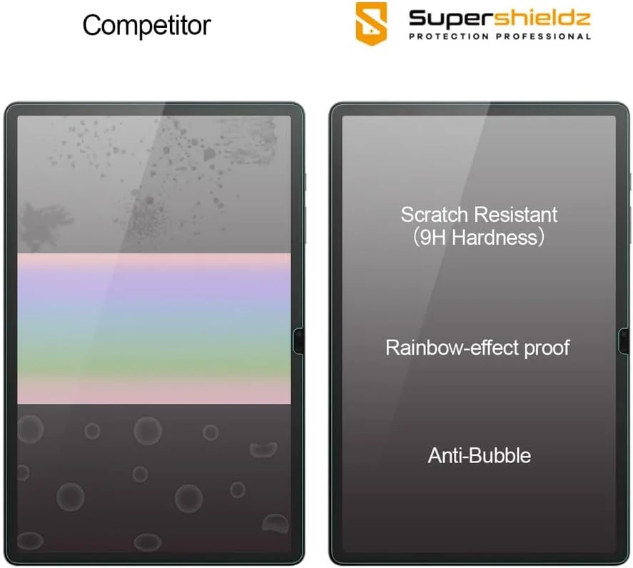 محافظ صفحه نمایش شیشه ای حرارت دیده Supershieldz، طراحی شده برای تبلت سامسونگ گلکسی تب S10 پلاس / S9 پلاس (12.4 اینچ) / تب S9 FE پلاس (12.4 اینچ)، ضد خش و بدون حباب