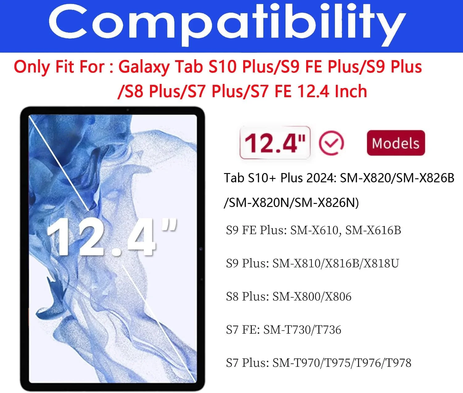 محافظ صفحه نمایش Gjinniuk برای گلکسی تب S8 پلاس/S7 پلاس/S7 FE/S9 پلاس 12.4 اینچ 2021/2023، محافظ صفحه شیشه ای حرارت دیده برای سامسونگ S8+ S7+ SM-X800/X806 ضد خش سختی 9H بدون حباب شفاف