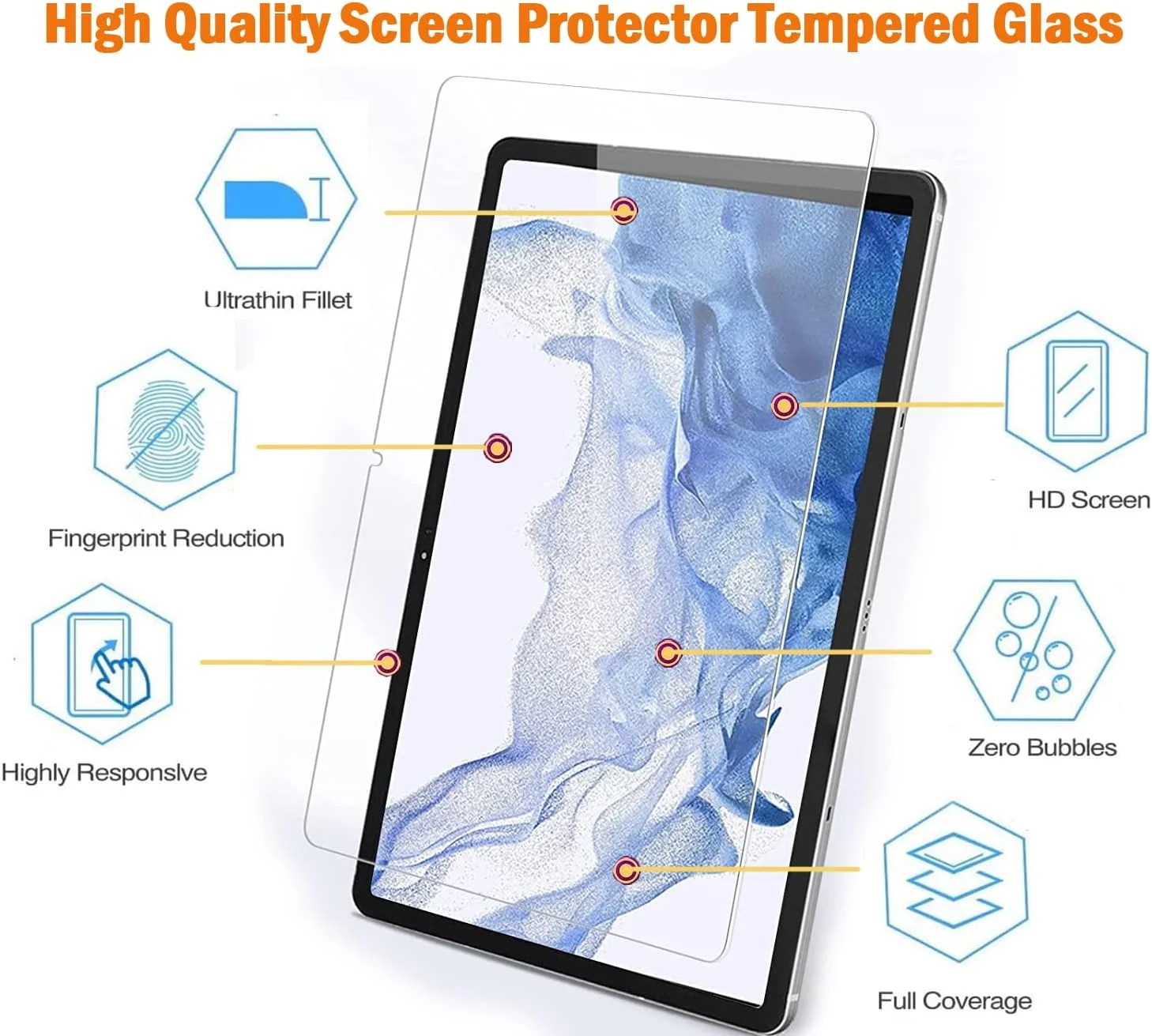 محافظ صفحه نمایش Gjinniuk برای گلکسی تب S8 پلاس/S7 پلاس/S7 FE/S9 پلاس 12.4 اینچ 2021/2023، محافظ صفحه شیشه ای حرارت دیده برای سامسونگ S8+ S7+ SM-X800/X806 ضد خش سختی 9H بدون حباب شفاف