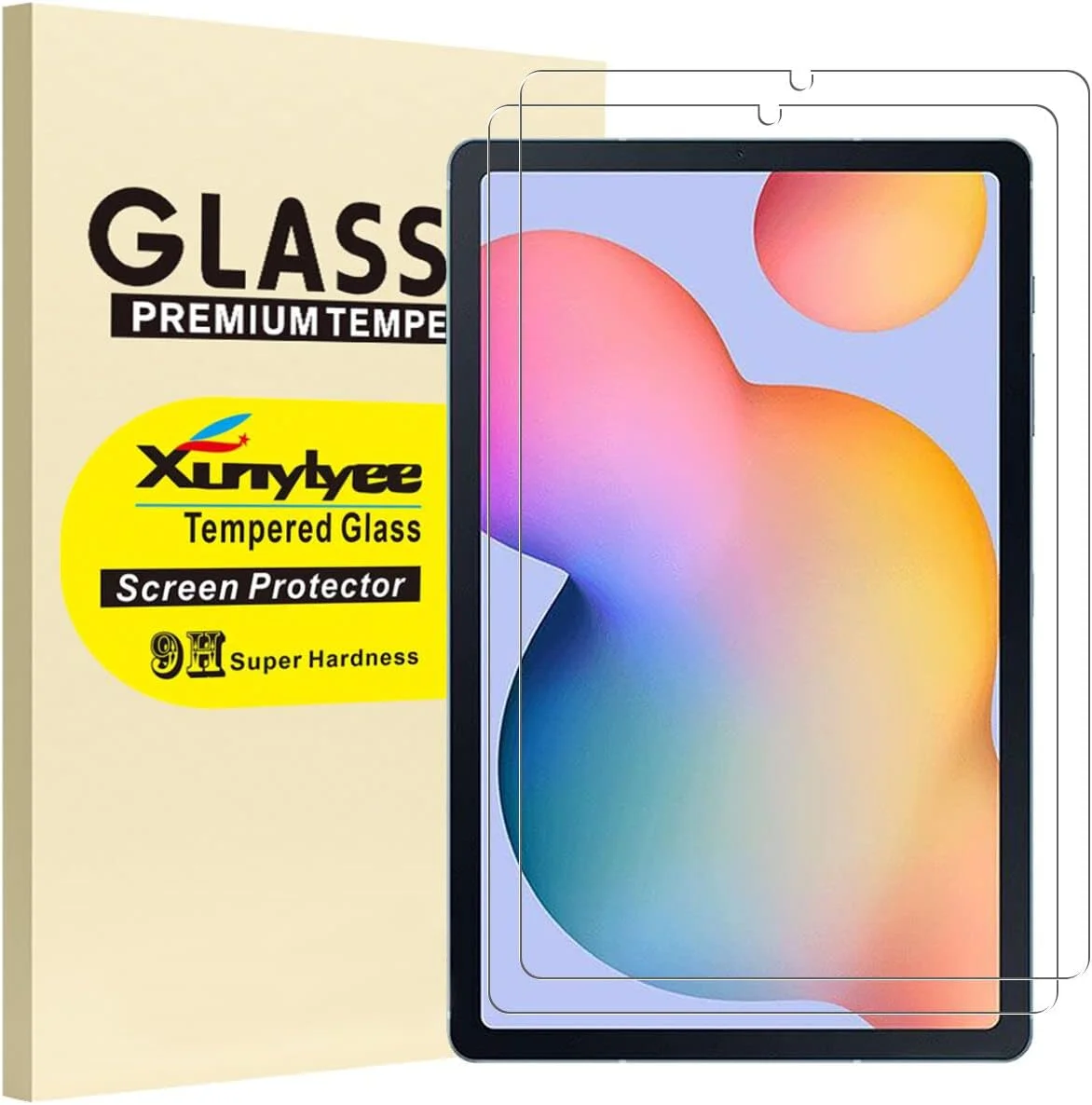 [بسته 2 عددی] محافظ صفحه نمایش XunyLyee سازگار با Samsung Galaxy Tab S6 Lite (نسخه 2022)، فیلم شیشه ای حرارت دیده برای Galaxy Tab S6 Lite SM-P613/ SM-P619 ضد خش نصب آسان