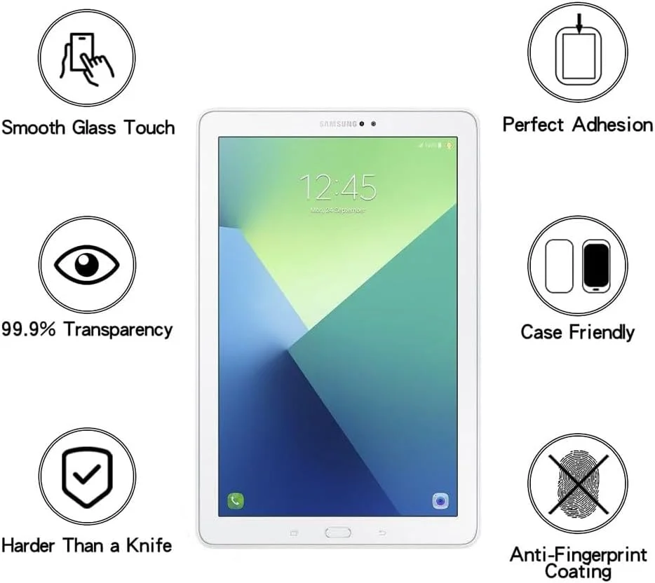 محافظ صفحه نمایش تبلت XYGCACO سازگار با سامسونگ (TAB A 10") P585/P580، فیلم تمپرد با کیفیت بالا، سختی 9H، ضد خش، محافظت در برابر افتادن [1 عدد]