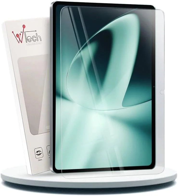 محافظ صفحه نمایش شیشه ای خمیده لبه Wtech سری Premium با پوشش کامل برای Samsung Galaxy Tab S9 FE Plus و Samsung Galaxy Tab S9 FE Plus، شفاف