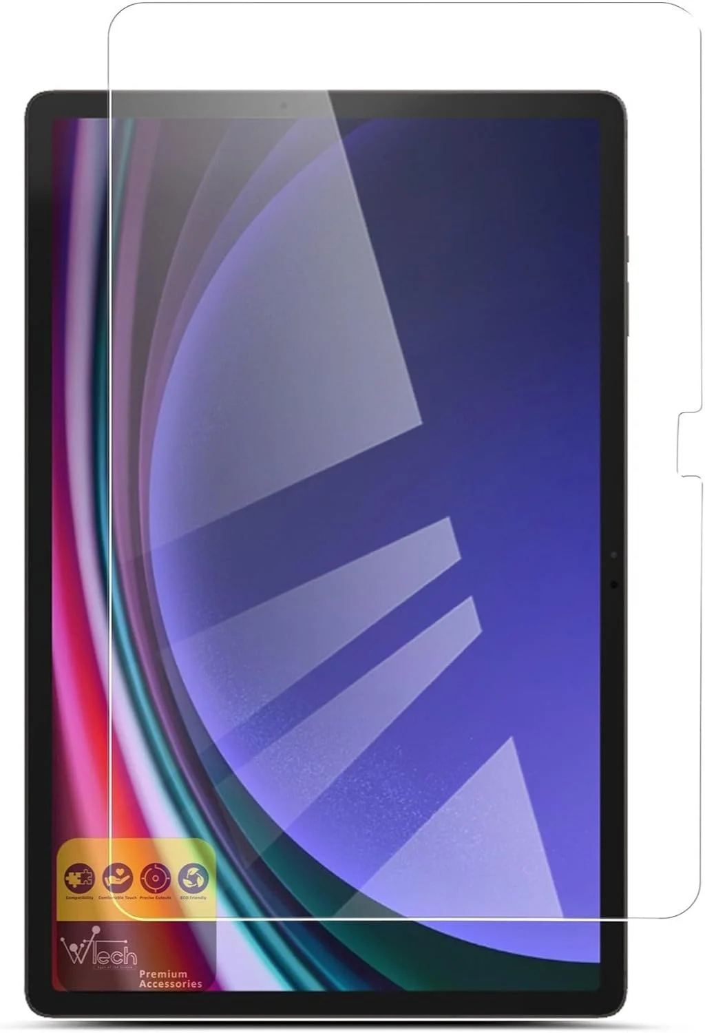 محافظ صفحه نمایش شیشه ای حرارت دیده Wtech 9H Ultra HD برای تبلت سامسونگ گلکسی تب S9 پلاس/S9+ 5G 12.4 اینچ 2023، شفاف