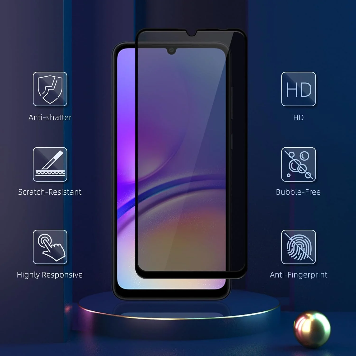 محافظ صفحه نمایش حریم خصوصی نیک مول برای سامسونگ گلکسی A05، بسته 2 عددی، محافظ صفحه نمایش حریم خصوصی ضد جاسوسی، فیلم شیشه ای حرارت دیده برای سامسونگ گلکسی A05