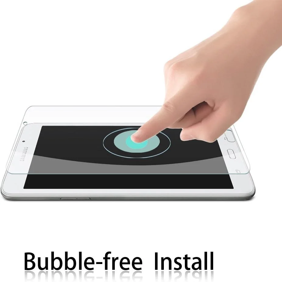 محافظ صفحه نمایش شیشه ای حرارت دیده [2 عدد] پوشش کامل - [لبه گرد] [سختی 9H] [شفافیت کریستالی] [مقاوم در برابر خراش] برای تبلت سامسونگ گلکسی تب A 7.0 اینچ، شفاف + 1 عدد غشای نرم