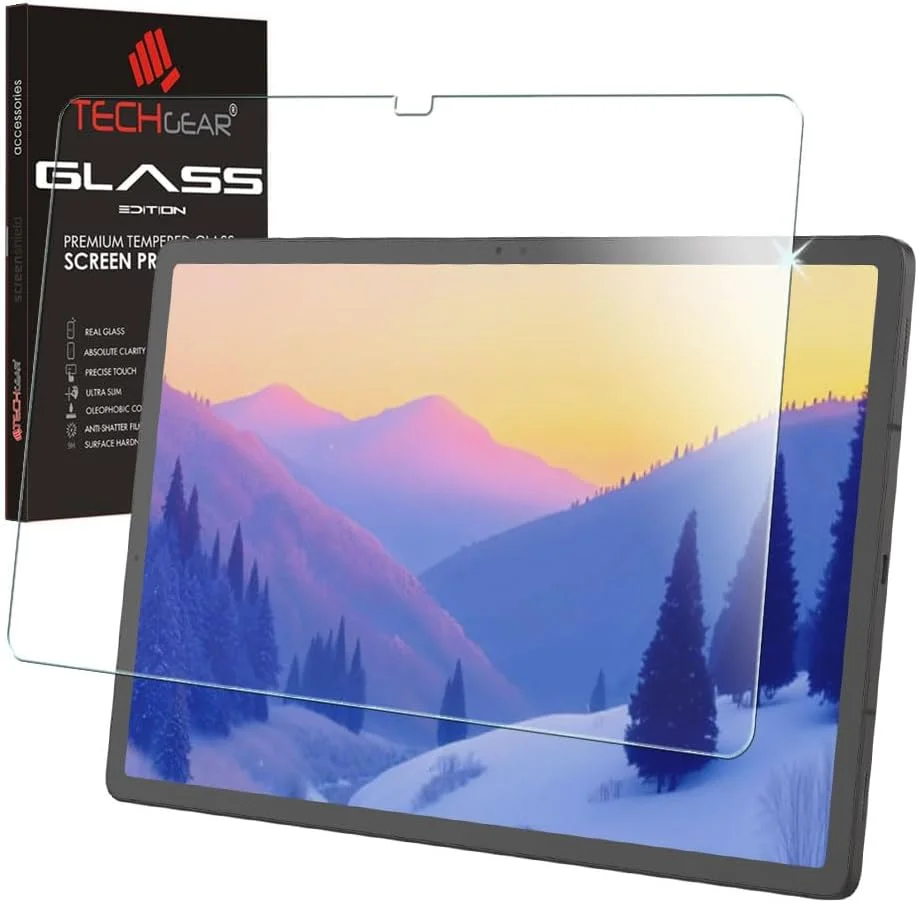 محافظ صفحه نمایش شیشه ای حرارت دیده TECHGEAR Galaxy Tab S8 Plus 12.4 اینچ (SM-X800 / SM-X806) [سختی 9H] [وضوح HD] [مقاوم در برابر خراش] [بدون حباب] ساخته شده برای Samsung Galaxy Tab S8+ 2022