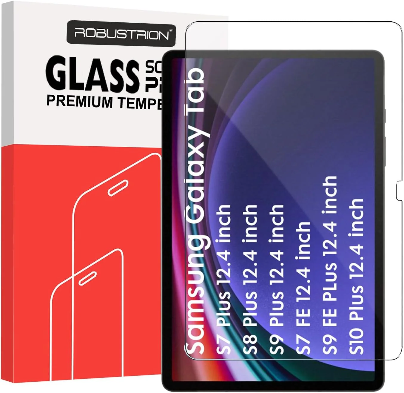 محافظ صفحه نمایش شیشه ای حرارت دیده ضد خش و لک Robustrion Premium برای تبلت سامسونگ گلکسی تب S7 پلاس/ S7 FE سایز 12.4 اینچ