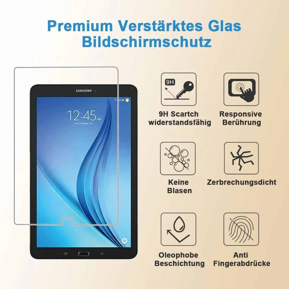 محافظ صفحه نمایش شیشه ای حرارتی Shunwige Samsung (Tab E) T560/T561، فیلم شیشه ای حرارتی با وضوح بالا، سختی 9H، ضد خش، حساس به لمس، محافظت در برابر سقوط محافظ صفحه نمایش شیشه ای حرارتی Shunwige Samsung (Tab E) T560/T561، فیلم شیشه ای حرارتی با وضوح بالا، سختی 9H، ضد خش، حساس به لمس، محافظت در برابر سقوط