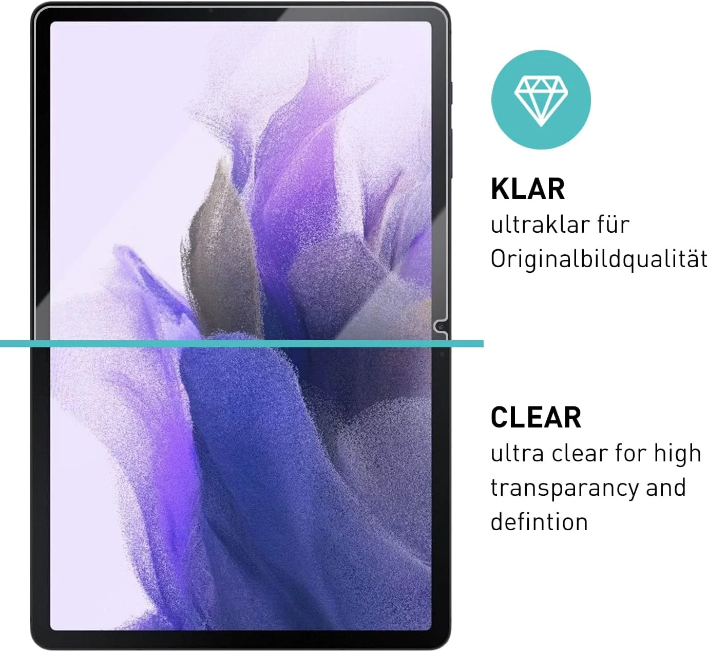 محافظ صفحه نمایش شیشه ای smartect [2 عدد، شفاف] سازگار با Samsung Galaxy Tab S7 FE 2021 / Tab S7 Plus 2020، شیشه محافظ ضد خش، شیشه Gerhard 9H، بدون حباب، فوق العاده مقاوم