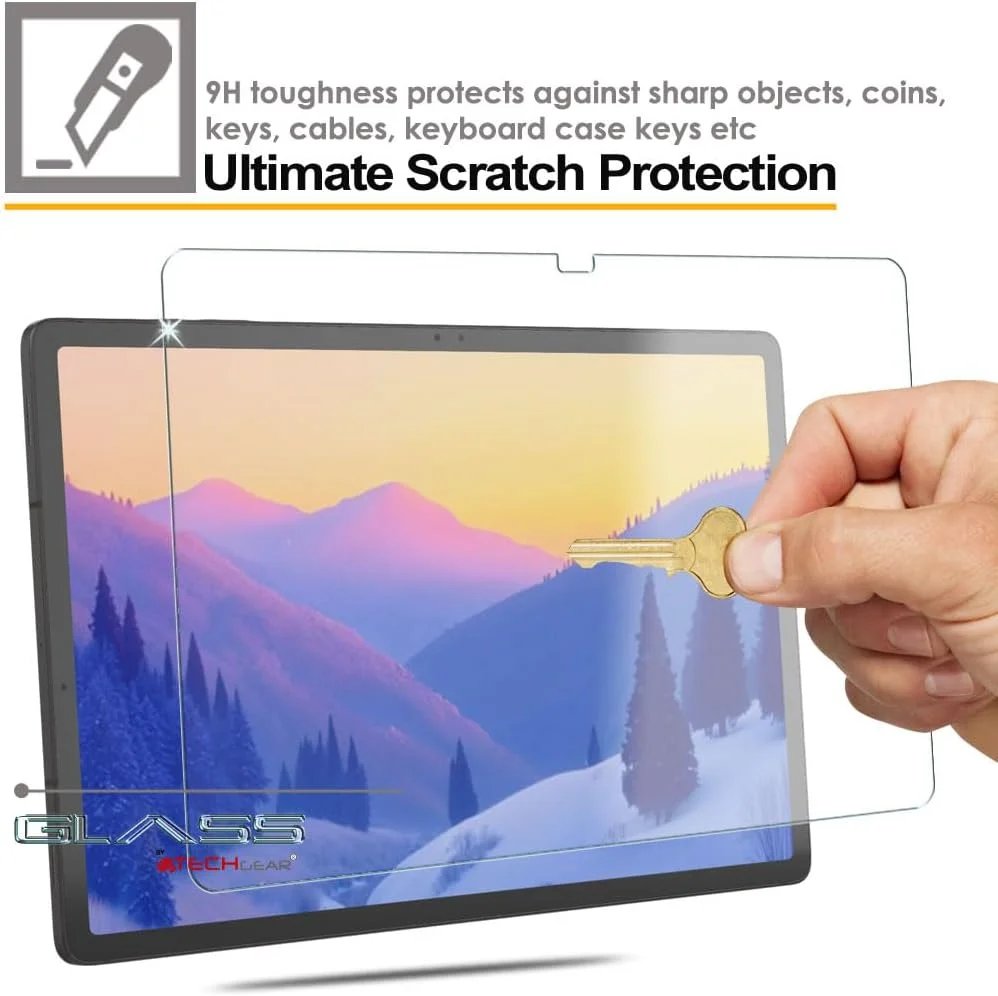 محافظ صفحه نمایش شیشه ای حرارت دیده TECHGEAR Galaxy Tab S8 Plus 12.4 اینچ (SM-X800 / SM-X806) [سختی 9H] [وضوح HD] [مقاوم در برابر خراش] [بدون حباب] ساخته شده برای Samsung Galaxy Tab S8+ 2022