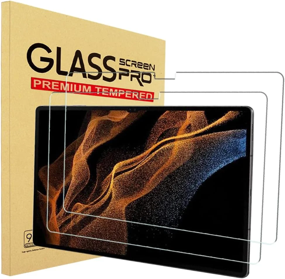 محافظ صفحه نمایش شیشه ای حرارت دیده YINOVEEN بسته 2 عددی برای تبلت سامسونگ گلکسی تب S8 Ultra 14.6 اینچ 2022 (SM-X900/SM-X906)، سختی 9H، فیلم شیشه ای حرارت دیده گلکسی تب S8 Ultra 14.6