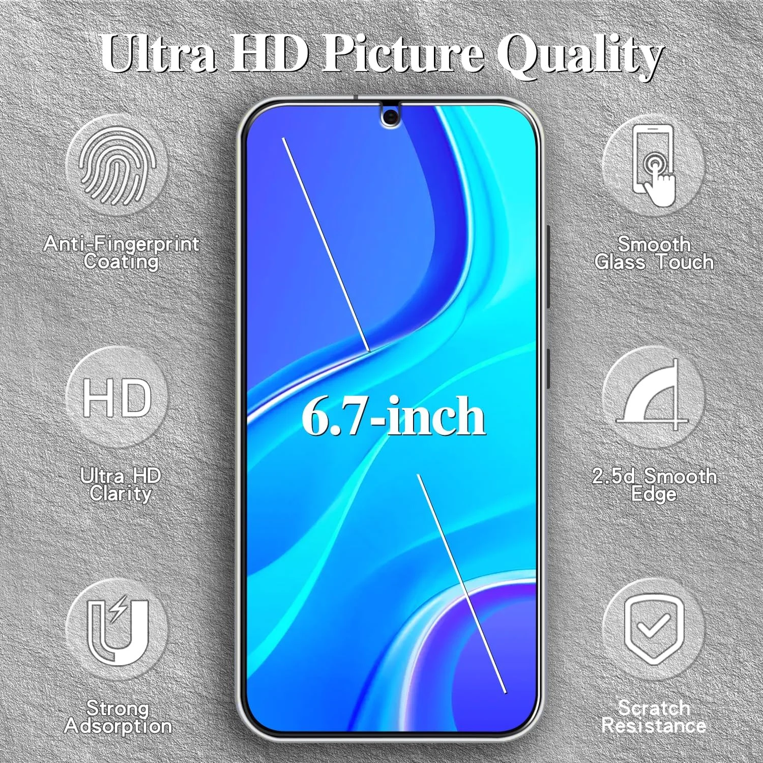 محافظ صفحه نمایش کسووه [بسته 3 عددی] برای گوشی سامسونگ گلکسی S24 پلاس، پشتیبانی از اثر انگشت، ضد خش، ضد حباب، سختی 9H، محافظ صفحه نمایش HD، فوق العاده مقاوم