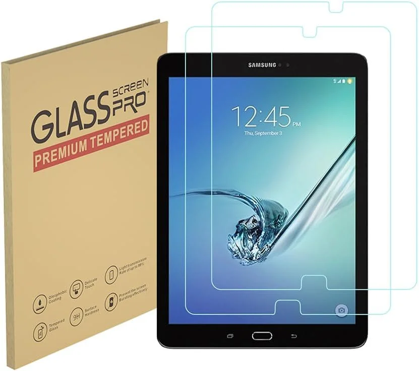 محافظ صفحه نمایش شیشه ای حرارت دیده ZYHKJYL [بسته 2 عددی] طراحی شده برای سامسونگ (TAB S2 9.7") T815/T810/T819، فیلم حرارت دیده با وضوح بالا، سختی 9H، ضد خش، محافظت در برابر افتادن