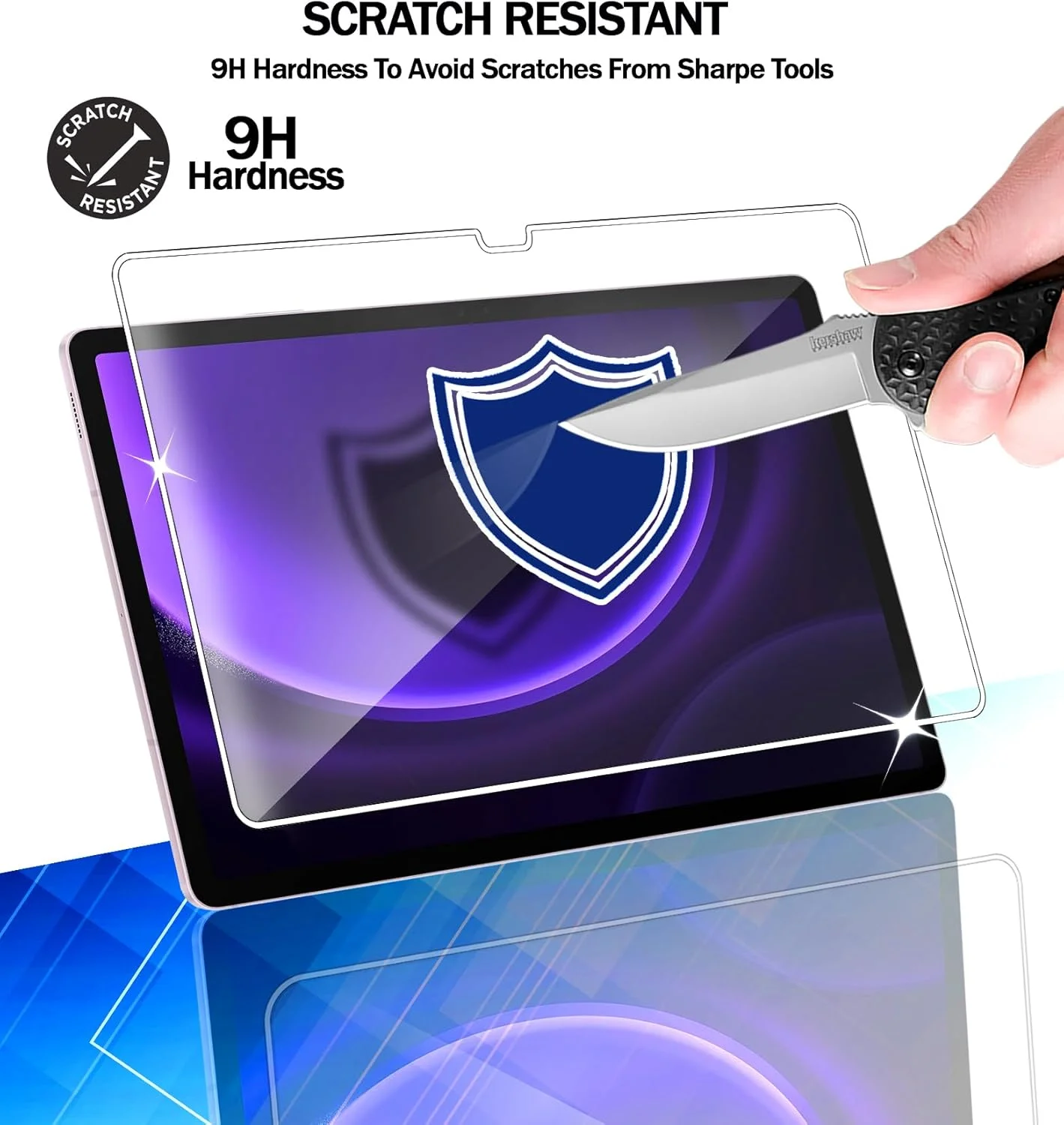 محافظ صفحه نمایش شیشه ای RKINC بسته 2 عددی برای تبلت سامسونگ گلکسی تب S9 FE پلاس/تب S9 پلاس/S7 FE و سامسونگ تب S9 FE+/تب S9+/S8+/S7+/S7 FE، محافظ صفحه نمایش شیشه حرارت دیده، 0.33 میلی متر مقاوم در برابر خراش