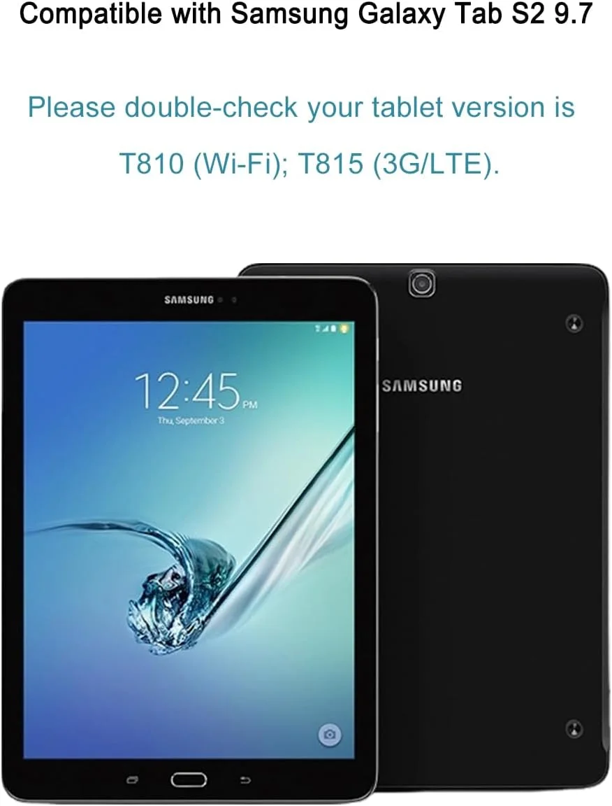 محافظ صفحه نمایش شیشه ای حرارت دیده ZYHKJYL [بسته 2 عددی] طراحی شده برای سامسونگ (TAB S2 9.7") T815/T810/T819، فیلم حرارت دیده با وضوح بالا، سختی 9H، ضد خش، محافظت در برابر افتادن