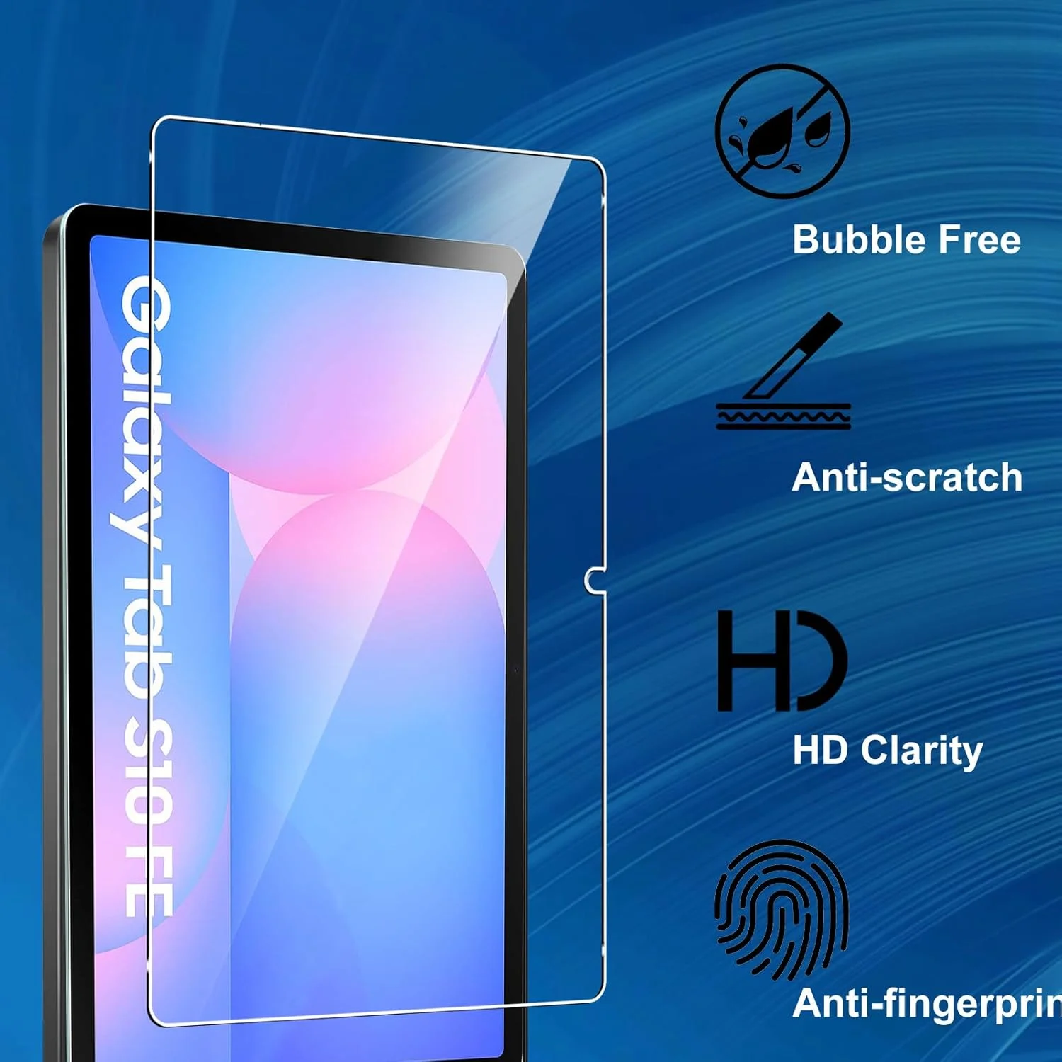 محافظ صفحه نمایش CONAPIKA برای تبلت سامسونگ گلکسی تب S10 FE 10.9 اینچ، بسته 2 عددی، سختی 9H، مقاوم در برابر خراش، ضد حباب، فیلم شیشه ای حرارت دیده، شفاف HD، حساسیت بالا، ضد اثر انگشت