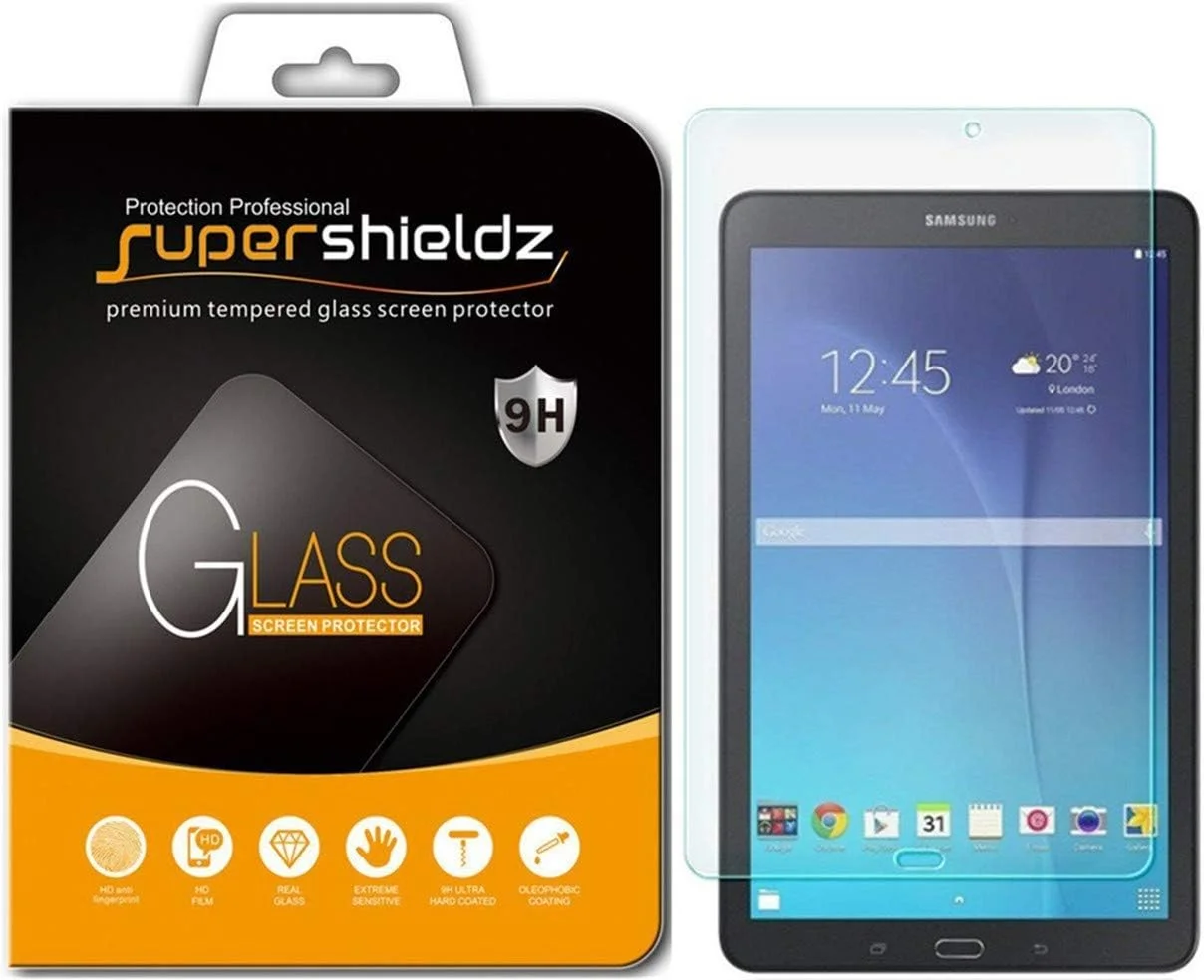 محافظ صفحه نمایش شیشه ای حرارت دیده Supershieldz برای تبلت سامسونگ گلکسی تب E 9.6 اینچ، ضد خش، ضد اثر انگشت، بدون حباب، تعویض مادام العمر