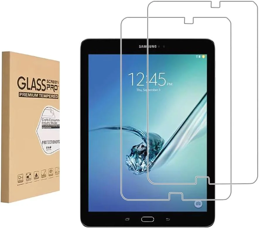 محافظ صفحه نمایش شیشه ای XYGCACO [بسته 2 عددی] سازگار با سامسونگ (TAB S2 9.7") T815/T810/T819، فیلم سخت شده با کیفیت بالا، سختی 9H، ضد خش، محافظت در برابر سقوط