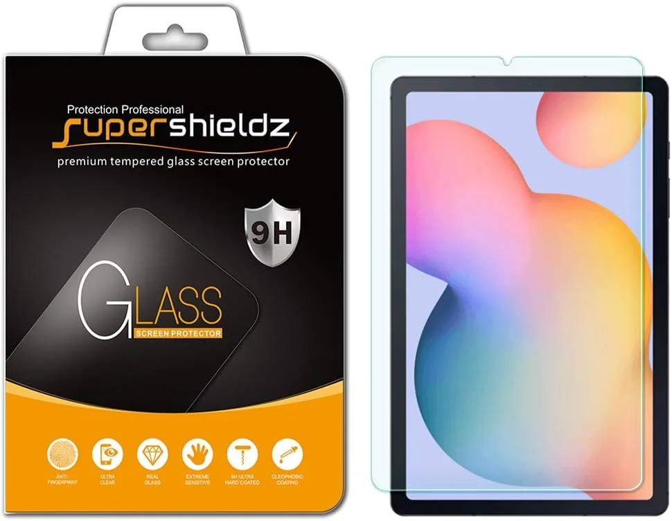 محافظ صفحه نمایش شیشه ای حرارت دیده سوپرشیلدز برای سامسونگ گلکسی تب S6 لایت 10.4 اینچ، ضد خش، بدون حباب