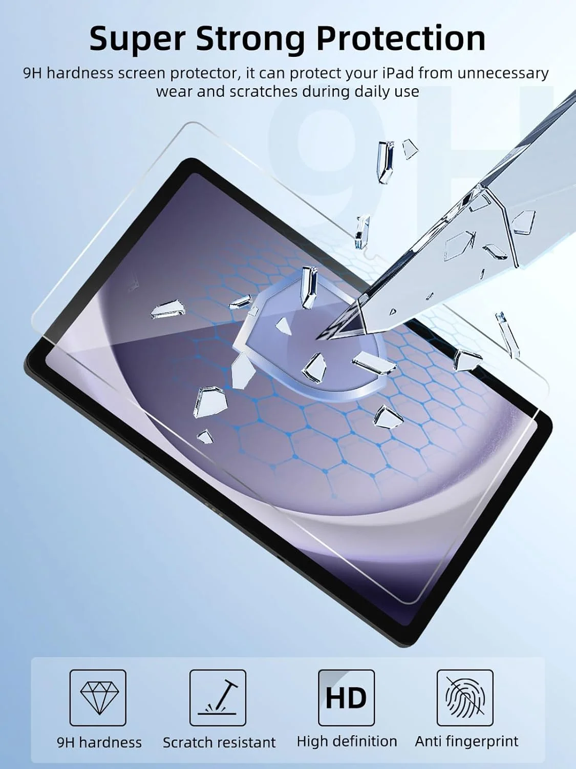 محافظ صفحه نمایش Vozehui بسته 2 عددی برای تبلت سامسونگ گلکسی Tab A9+ / A9 Plus 11 اینچ 2023. شیشه حرارت دیده 9H برای سامسونگ گلکسی Tab A9 Plus/A9+، محافظ صفحه نمایش HD، محافظ صفحه نمایش شفاف