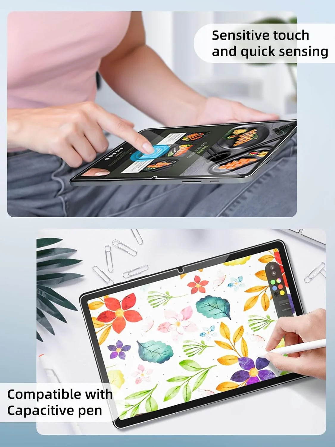 محافظ صفحه نمایش Vozehui بسته 2 عددی برای تبلت سامسونگ گلکسی Tab A9+ / A9 Plus 11 اینچ 2023. شیشه حرارت دیده 9H برای سامسونگ گلکسی Tab A9 Plus/A9+، محافظ صفحه نمایش HD، محافظ صفحه نمایش شفاف