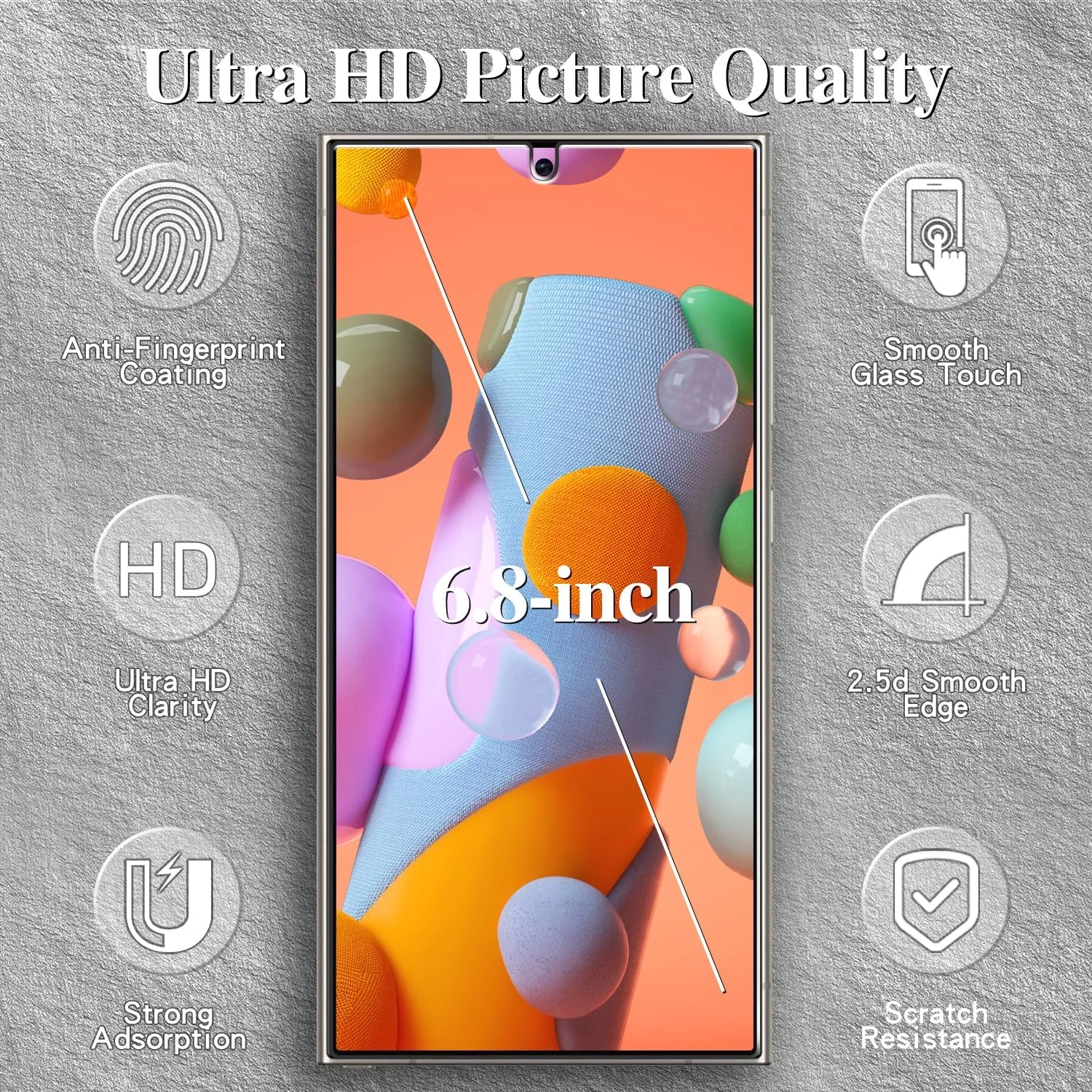 محافظ صفحه نمایش کسووه [بسته 3 عددی] برای سامسونگ گلکسی S24 Ultra، پشتیبانی از شناسه اثر انگشت، ضد خش، ضد حباب، سختی 9H، محافظ صفحه نمایش HD، فوق العاده مقاوم