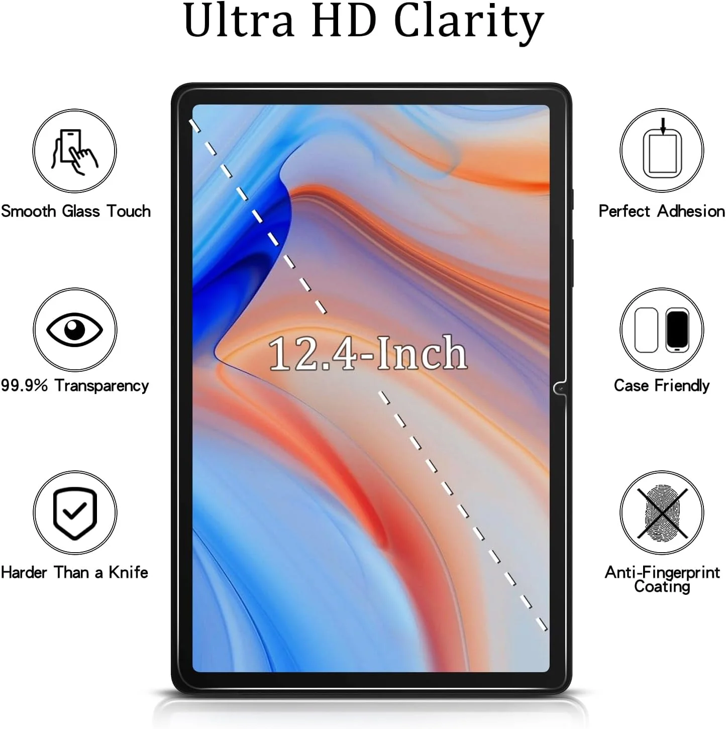 محافظ صفحه نمایش حریم خصوصی MAYtobe (تک عددی) برای تبلت سامسونگ گلکسی تب S9 FE پلاس / S9 پلاس / S8 پلاس / S7 FE / S7 پلاس (12.4 اینچ) شیشه حرارت دیده، بدون حباب، ضد خش، نصب آسان