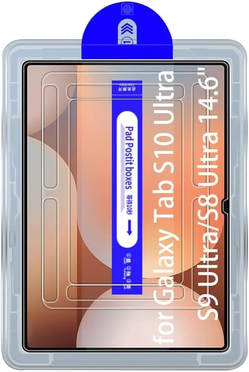 محافظ صفحه نمایش شیشه ای حرارت دیده شفاف Kepuch سازگار با Samsung Galaxy Tab S10 Ultra/S9 Ultra/S8 Ultra 14.6 اینچ، به همراه ابزار تراز خودکار