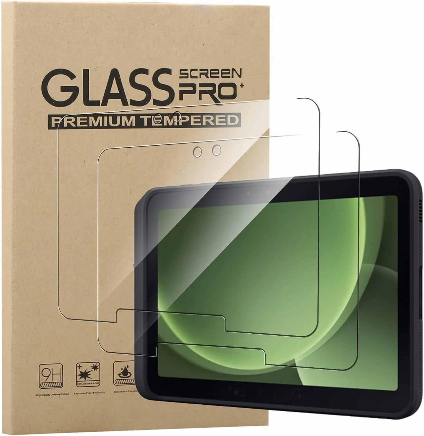 محافظ صفحه نمایش KZIOACSH برای تبلت سامسونگ گلکسی تب اکتیو 5 پرو/تب اکتیو 5 پرو 10.1 اینچ، بسته 2 عددی فوق شفاف ضد خش ضد اثر انگشت سختی 9H حساس به لمس بدون حباب شیشه حرارت دیده