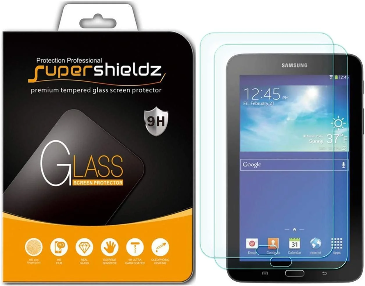 محافظ صفحه نمایش (2 عددی) Supershieldz طراحی شده برای تبلت سامسونگ گلکسی تب E Lite 7.0 و گلکسی تب 3 Lite 7.0، (شیشه حرارت دیده) ضد خش، بدون حباب
