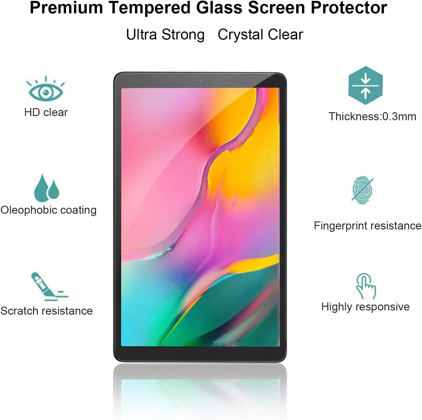 محافظ صفحه نمایش Gerutek [بسته 2 عددی] برای Samsung Galaxy Tab A 10.1 2019 (SMT510/T515)، محافظ صفحه نمایش شیشه ای حرارت دیده [فوق العاده شفاف][ضد خش][بدون حباب][ضد اثر انگشت] برای Tab A 10.1 اینچ 2019