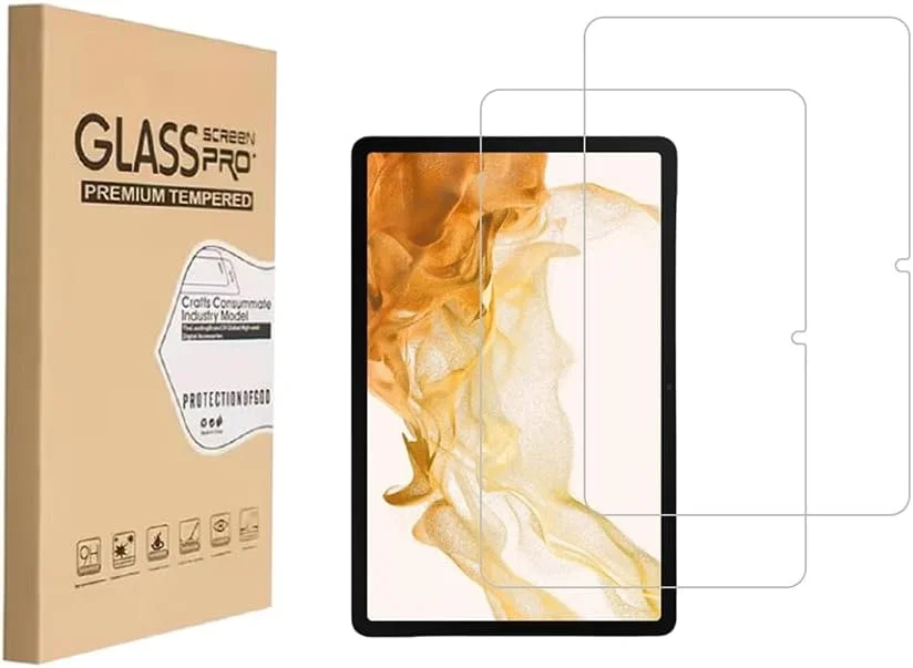 محافظ صفحه نمایش HYGAMOCC برای تبلت سامسونگ گلکسی تب S8 2022 / تب S7 2020 11 اینچی (SM-X700/X706/T870/T875/T878) فیلم شیشه ای حرارت دیده ضد خش، بدون حباب، کیفیت بالا (2 عدد)