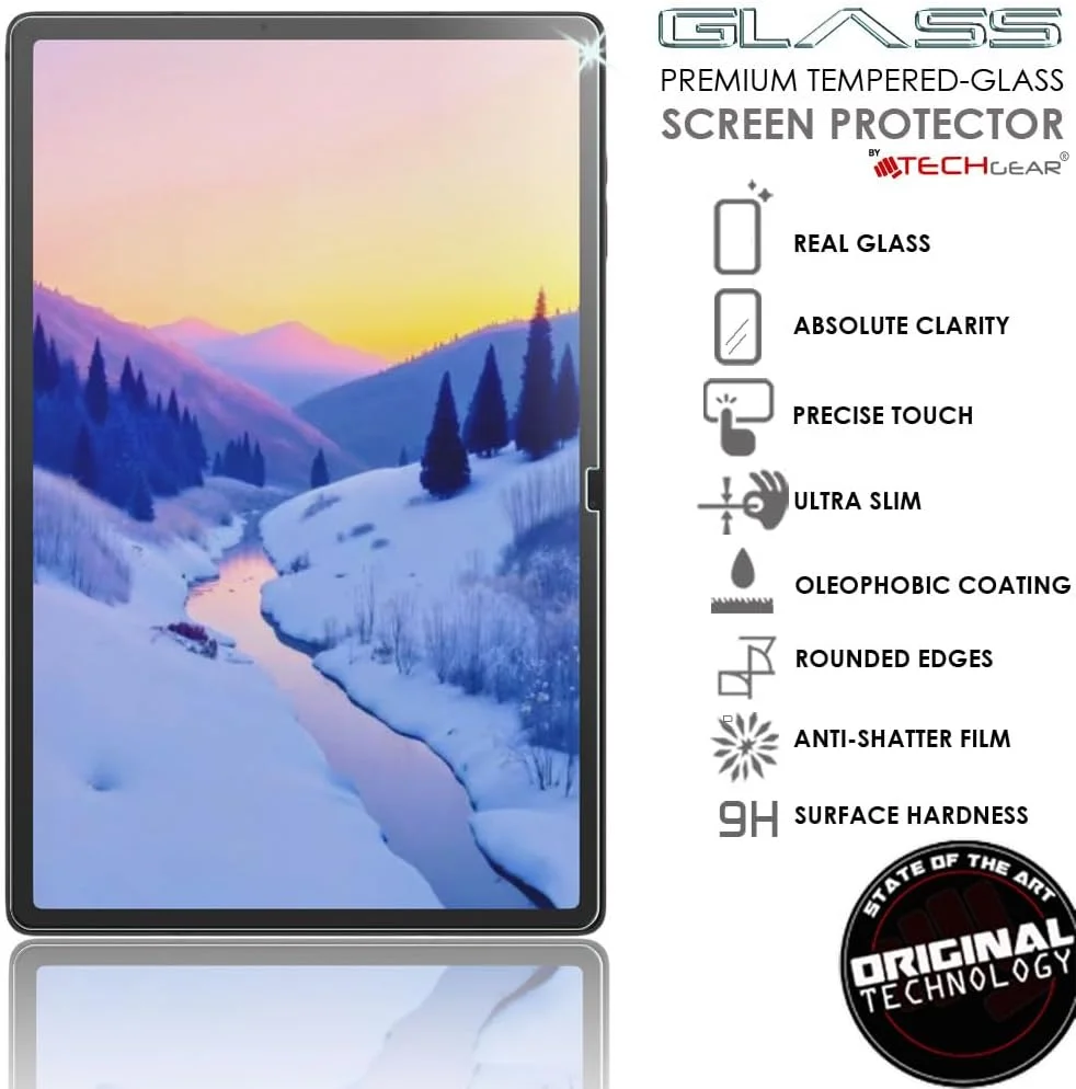 بسته 2 عددی محافظ صفحه نمایش شیشه ای TECHGEAR سازگار با Samsung Galaxy Tab S7 FE 2021، Tab S7 Plus (12.4 اینچ)، محافظ صفحه نمایش Tab S8 Plus 5G 2022، محافظ صفحه نمایش شیشه ای حرارت دیده [9H] کریستالی