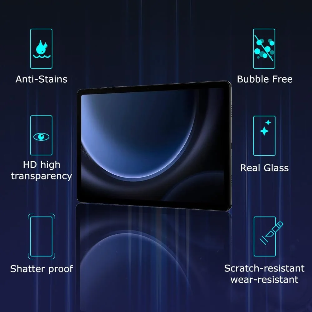 محافظ صفحه نمایش Pusiikeer [بسته 2 عددی] برای تبلت سامسونگ گلکسی تب S9 FE 5G 10.9 اینچ / گلکسی تب S9 11 اینچ با سختی 9H، نصب آسان و بدون حباب، فیلم شیشه ای حرارت دیده