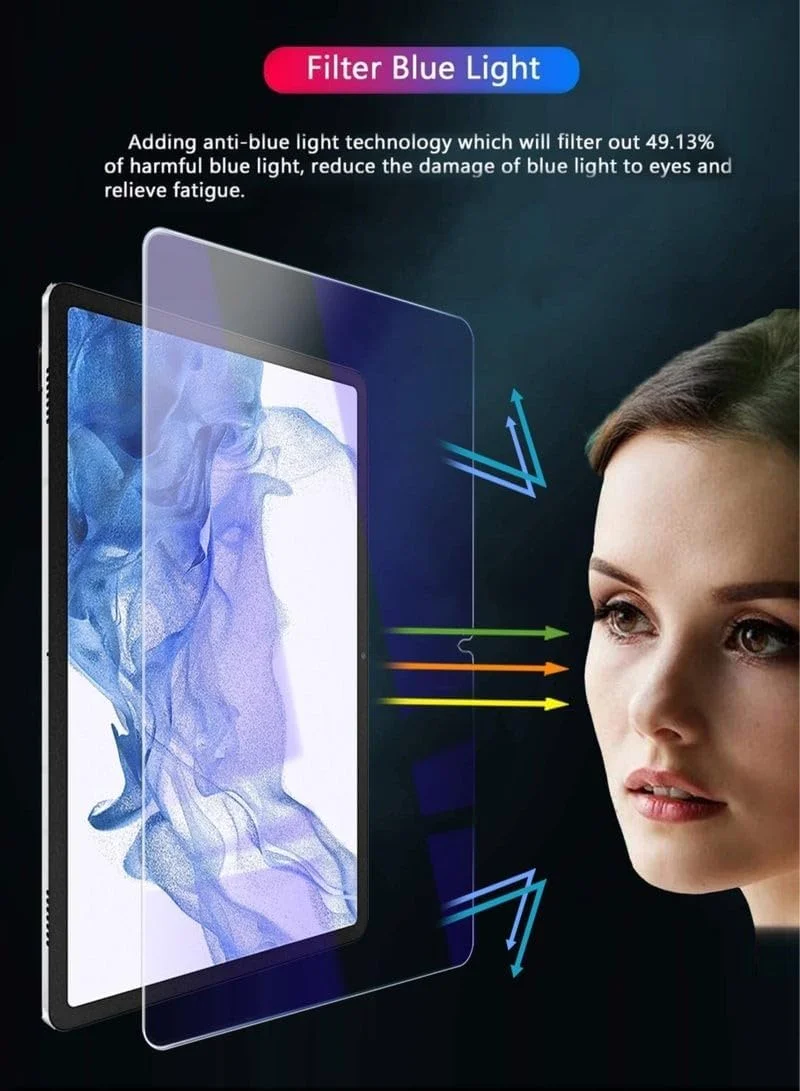 محافظ صفحه نمایش شیشه ای حرارت دیده ضد نور آبی سری Wtech Premium برای سامسونگ گلکسی تب S9 2023، شفاف