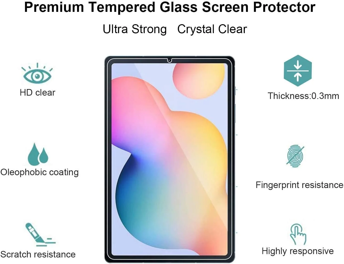 محافظ صفحه نمایش شیشه ای حرارت دیده پریمیوم Robustrion [ضد خش] و [ضد لک] [سازگار با قلم S] برای تبلت سامسونگ Tab S6 Lite 10.4 اینچ - P610/615 [بدون حباب]