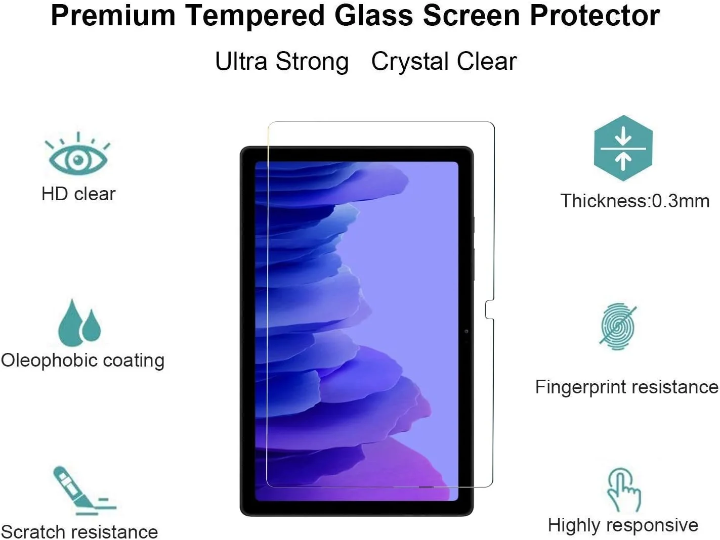 محافظ صفحه نمایش شیشه ای حرارت دیده پریمیوم Robustrion، بسته 2 عددی، [ضد خش] و [ضد لک] [بدون حباب] برای تبلت سامسونگ Tab A7 10.4 اینچ 2020 [-T500/T505/T507]